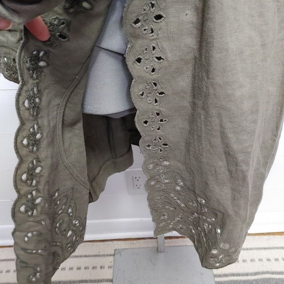 100% linen khaki green jacket size S - Picture 7 of 16